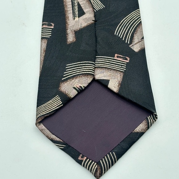 PIERRE BALMAIN COUTURE Black Gold 100% Italian Silk Tie Necktie Extra Long EUC - Picture 4 of 6